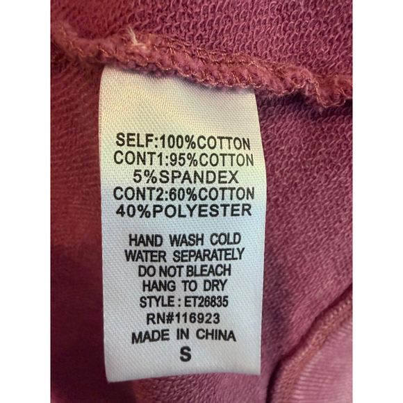 Easel Oversized Peace & Petals Washed Terry Peace Sign Pullover Top in Red Bean - Picture 8 of 9